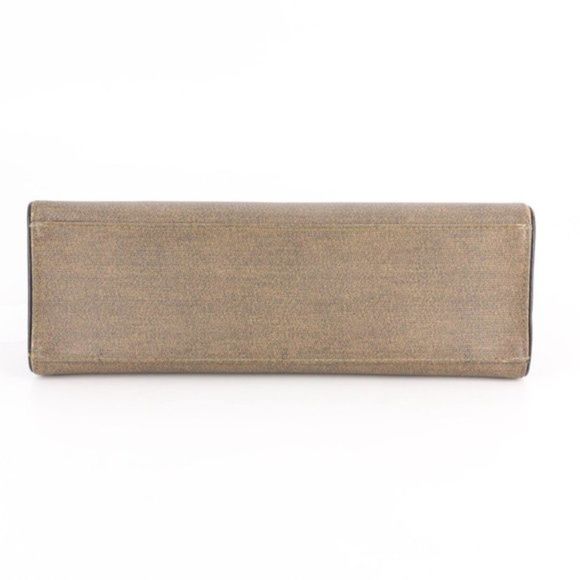 Authentic Vintage FENDI Oatmeal Coated Canvas Logo Top Handle Handbag - Picture 8 of 10